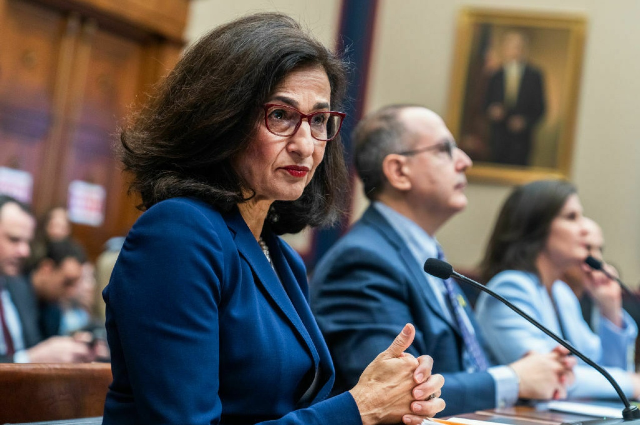 President of Columbia University, Nemat Shafik, testifies during the House Education and the Workforce Committee hearing titled "Columbia in Crisis: Columbia University's Response to Antisemitism," in Washington, DC.