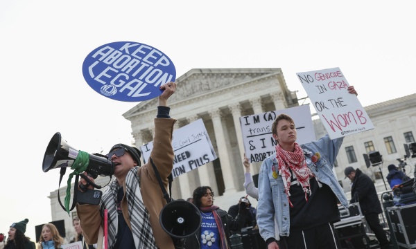 The Supreme Court will hear another case about abortion rights on Wednesday. Protestors gathered outside the court last month when the case before the justices involved abortion pills.